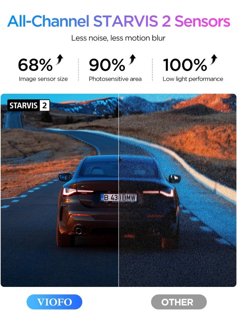 Viofo A329S Dash Camera for Car 4K with GPS – Sony STARVIS 2 Dash Cam, Front 4K, Rear & Interior Camera, Wi-Fi 6, 24/7 Parking Mode Car Dash Cam - Image 3